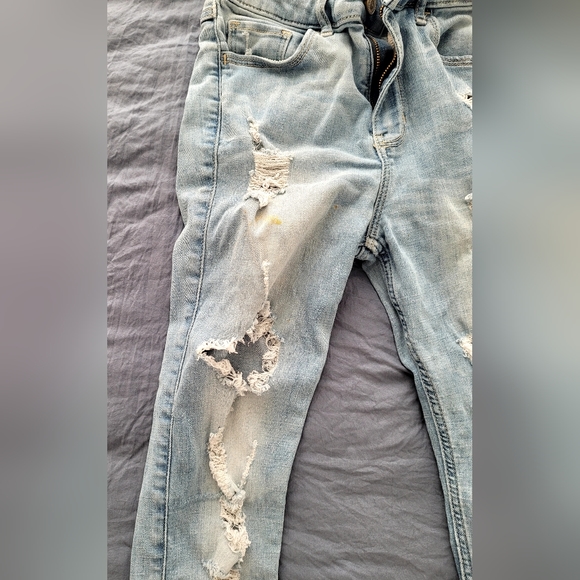 Hollister Destroyed Light Wash Raw Hem High Rise Super Skinny Jeans Sz 28/30 - Picture 3 of 12